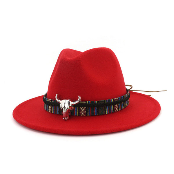 Cowboy Style Leopard Leather Mens Womens Fedora Hats