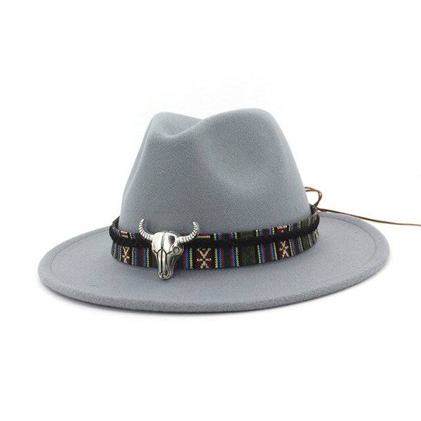 Cowboy Style Leopard Leather Mens Womens Fedora Hats