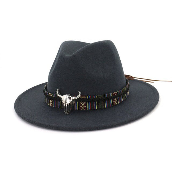 Cowboy Style Leopard Leather Mens Womens Fedora Hats