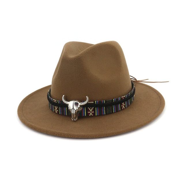 Cowboy Style Leopard Leather Mens Womens Fedora Hats