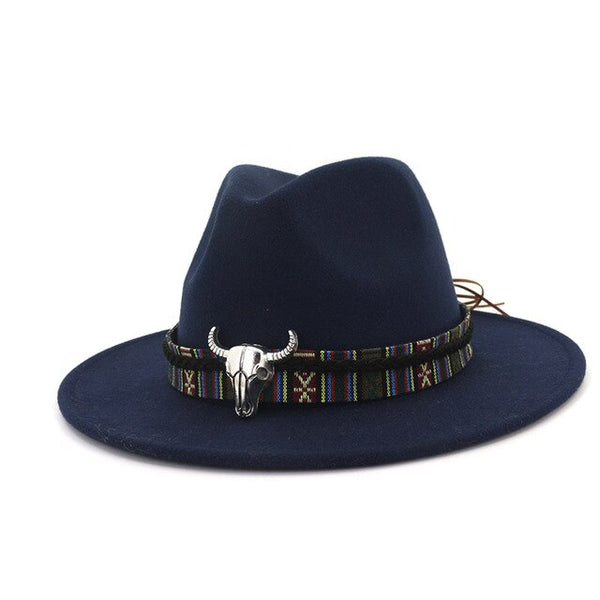 Cowboy Style Leopard Leather Mens Womens Fedora Hats