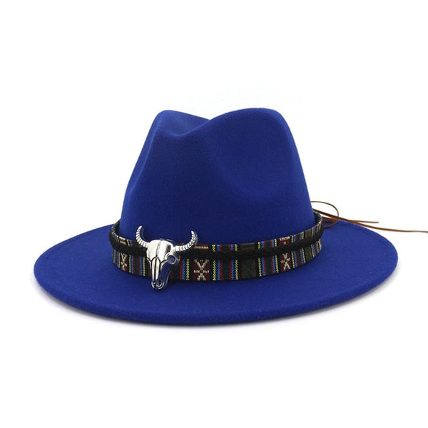 Cowboy Style Leopard Leather Mens Womens Fedora Hats