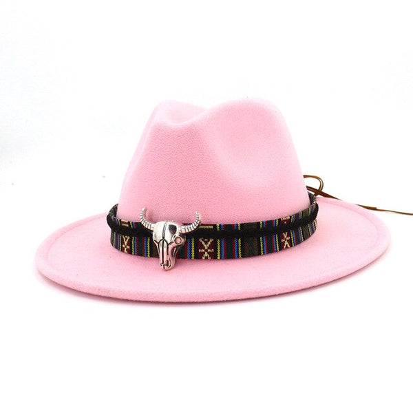 Cowboy Style Leopard Leather Mens Womens Fedora Hats