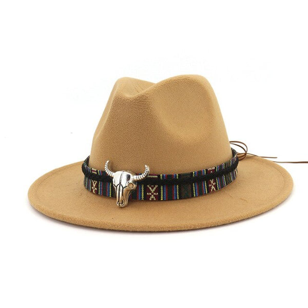 Cowboy Style Leopard Leather Mens Womens Fedora Hats
