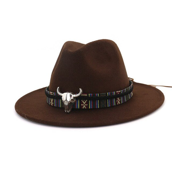 Cowboy Style Leopard Leather Mens Womens Fedora Hats