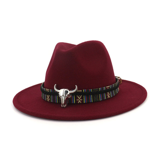 Cowboy Style Leopard Leather Mens Womens Fedora Hats