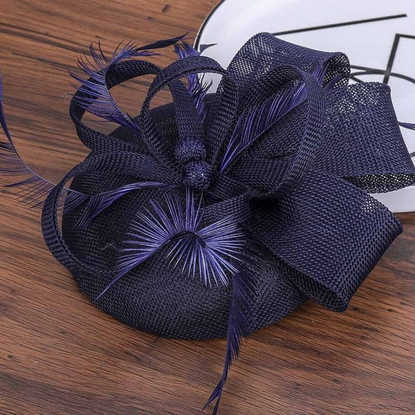 Women Formal Hats Chapeau pillbox Caps Mariage Navy Ladies Elegant feathers