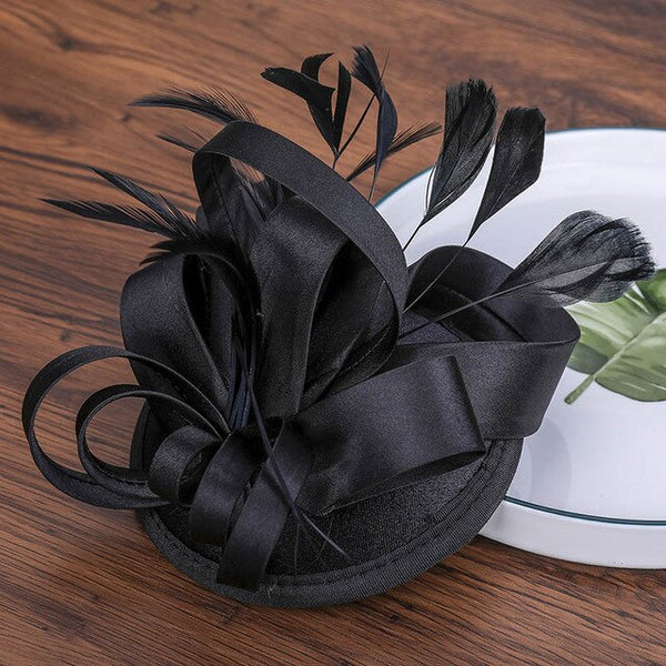 Women Formal Hats Chapeau pillbox Caps Mariage Navy Ladies Elegant feathers