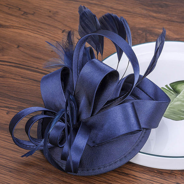 Women Formal Hats Chapeau pillbox Caps Mariage Navy Ladies Elegant feathers