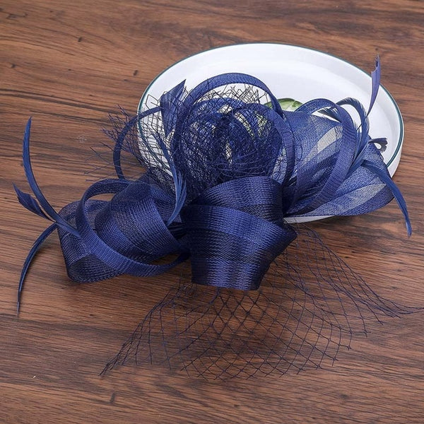 Women Formal Hats Chapeau pillbox Caps Mariage Navy Ladies Elegant feathers
