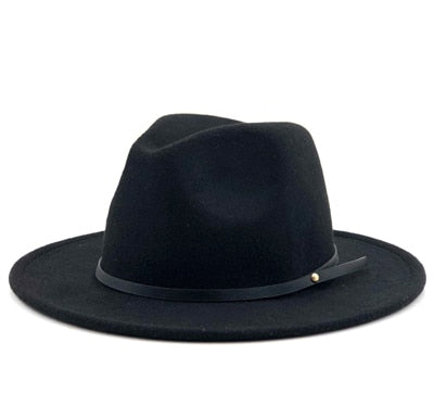 Wool Fedora Hat Hawkins Felt Cap Wide Brim