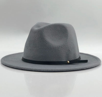Wool Fedora Hat Hawkins Felt Cap Wide Brim