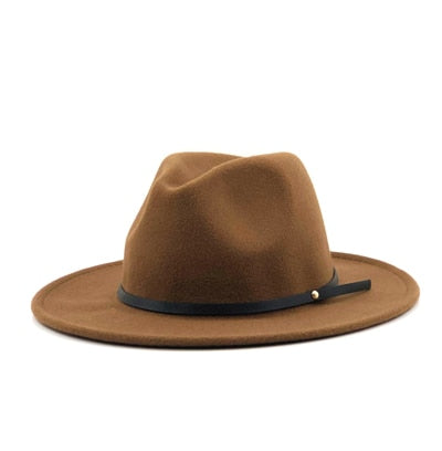 Wool Fedora Hat Hawkins Felt Cap Wide Brim