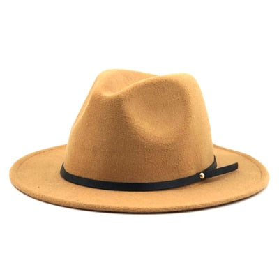 Wool Fedora Hat Hawkins Felt Cap Wide Brim