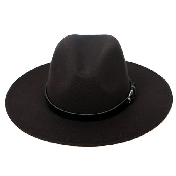 Woolen Ladies Fedoras Jazz Hat Belt Caps Bowler Felt Hats