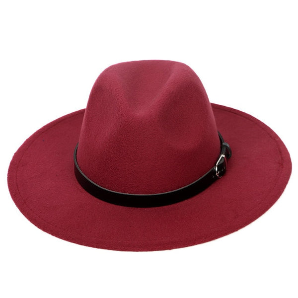 Woolen Ladies Fedoras Jazz Hat Belt Caps Bowler Felt Hats