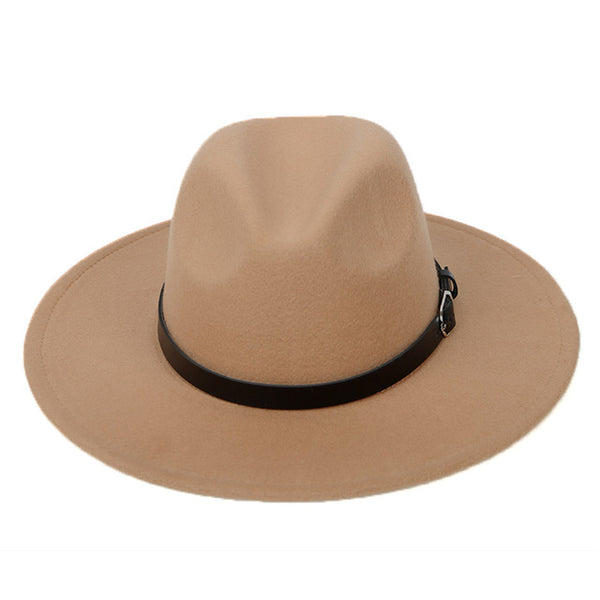 Woolen Ladies Fedoras Jazz Hat Belt Caps Bowler Felt Hats