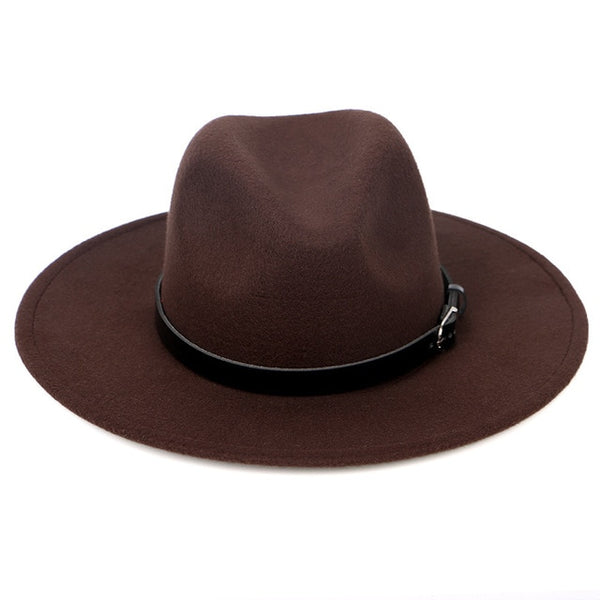 Woolen Ladies Fedoras Jazz Hat Belt Caps Bowler Felt Hats