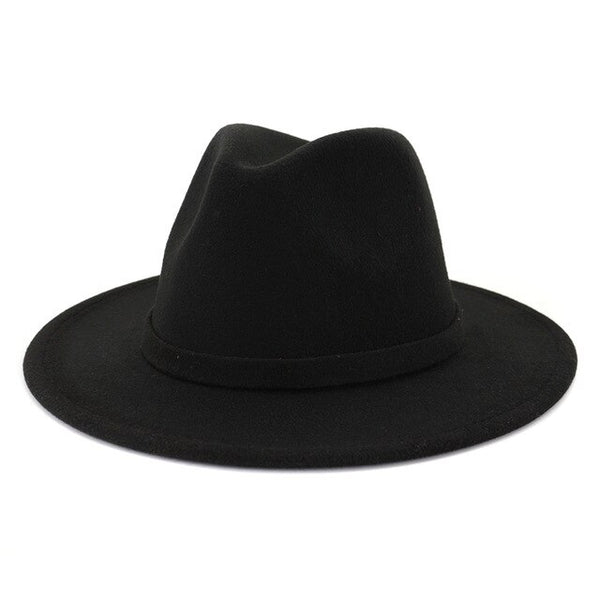 Unisex Men Women Manhattan Fedora Hat Solid Color Flat Brim