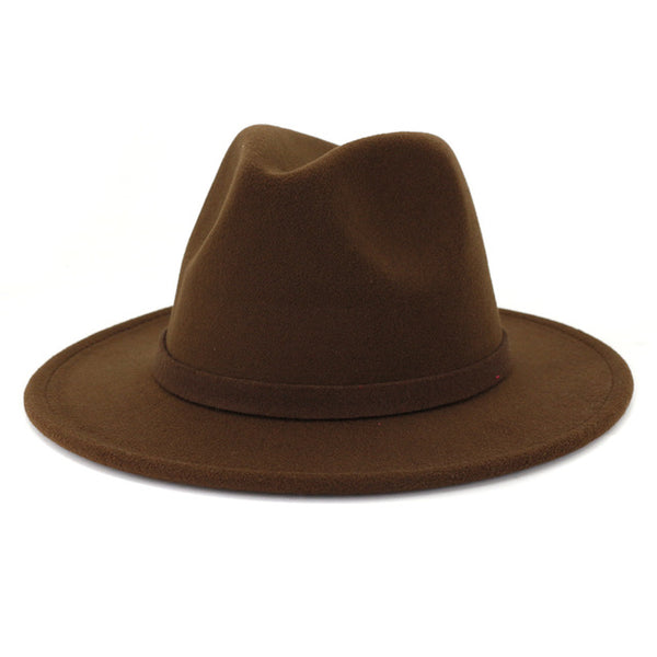 Unisex Men Women Manhattan Fedora Hat Solid Color Flat Brim