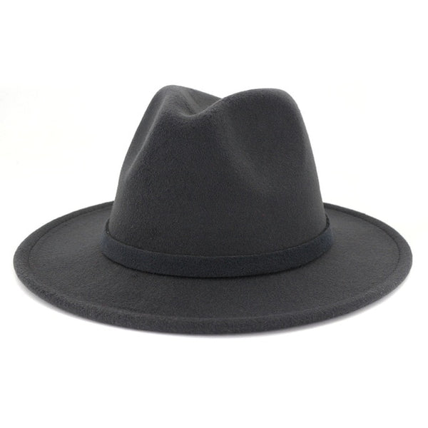 Unisex Men Women Manhattan Fedora Hat Solid Color Flat Brim