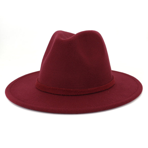 Unisex Men Women Manhattan Fedora Hat Solid Color Flat Brim