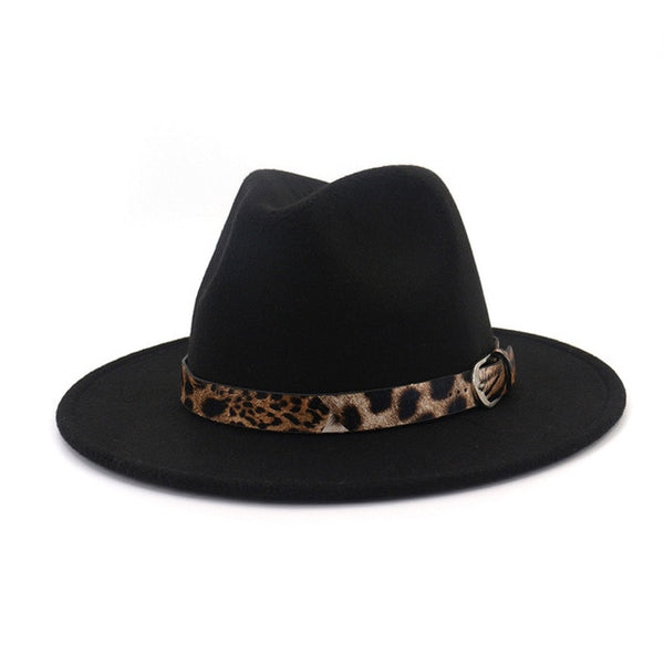 Fedora Hat for Men Women Leopard Grain Leather