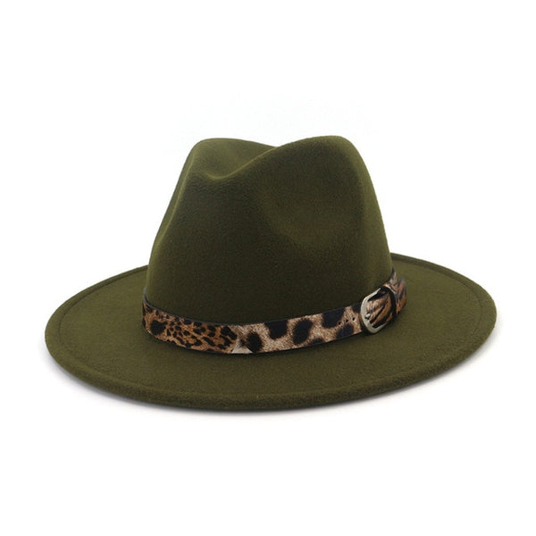 Fedora Hat for Men Women Leopard Grain Leather