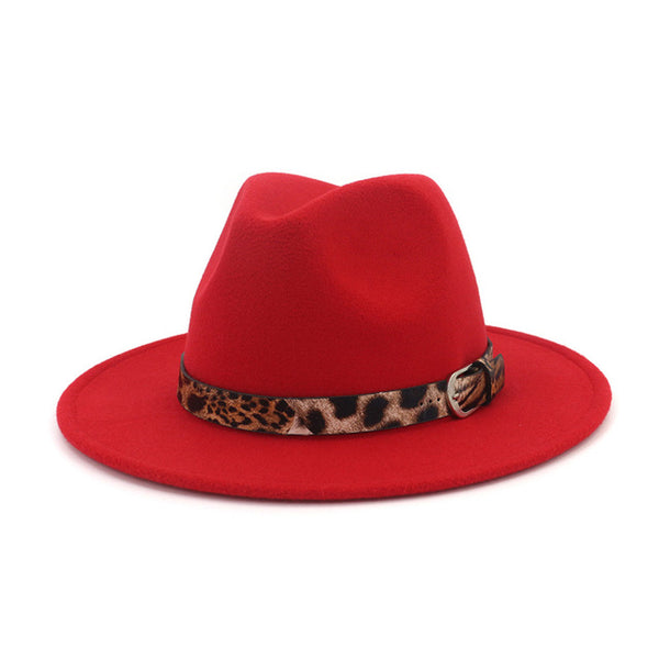 Fedora Hat for Men Women Leopard Grain Leather