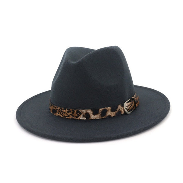 Fedora Hat for Men Women Leopard Grain Leather