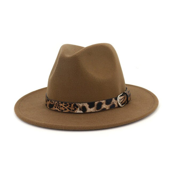 Fedora Hat for Men Women Leopard Grain Leather