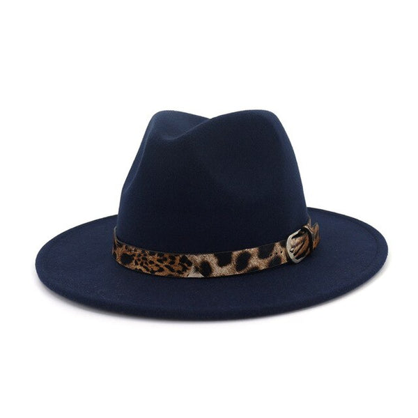 Fedora Hat for Men Women Leopard Grain Leather