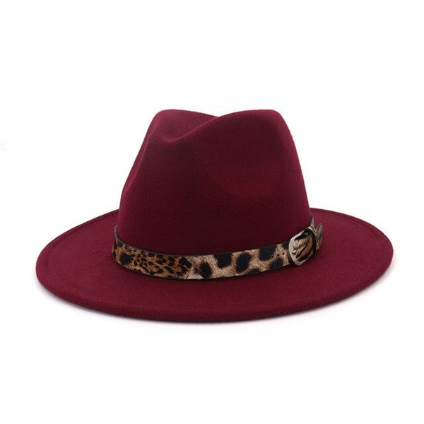 Fedora Hat for Men Women Leopard Grain Leather