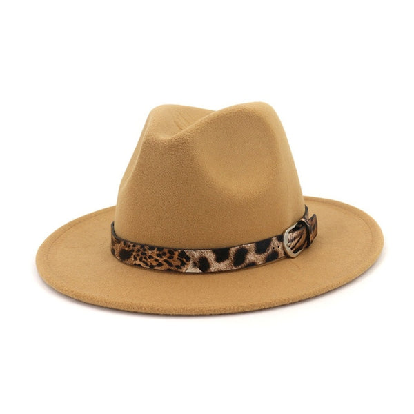 Fedora Hat for Men Women Leopard Grain Leather