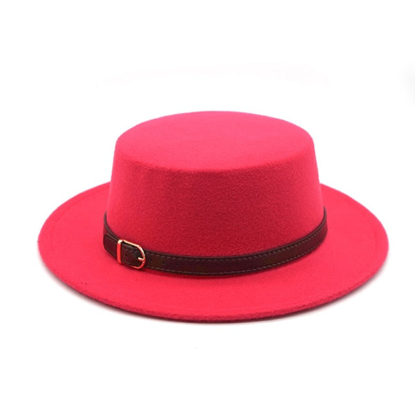 Top hat Imitation Woolen Felt Fedora Hats Belt buckle
