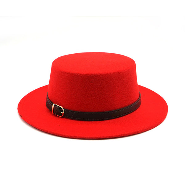 Top hat Imitation Woolen Felt Fedora Hats Belt buckle