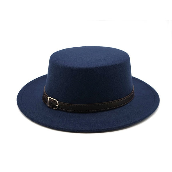 Top hat Imitation Woolen Felt Fedora Hats Belt buckle