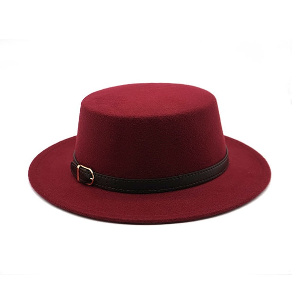 Top hat Imitation Woolen Felt Fedora Hats Belt buckle