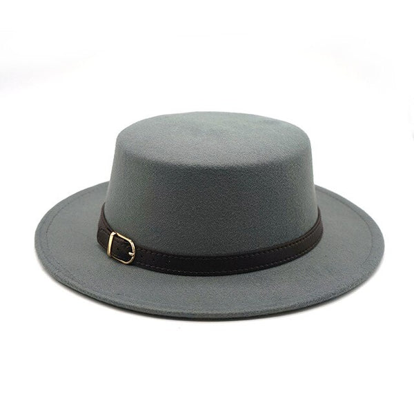 Top hat Imitation Woolen Felt Fedora Hats Belt buckle