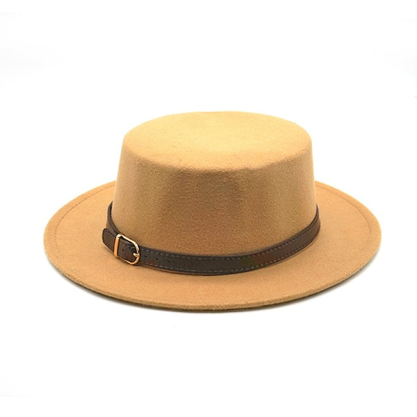 Top hat Imitation Woolen Felt Fedora Hats Belt buckle