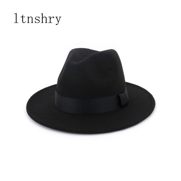 New Vintage Fedora Men Wool Wide Brim