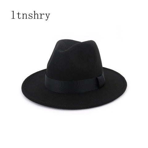New Vintage Fedora Men Wool Wide Brim