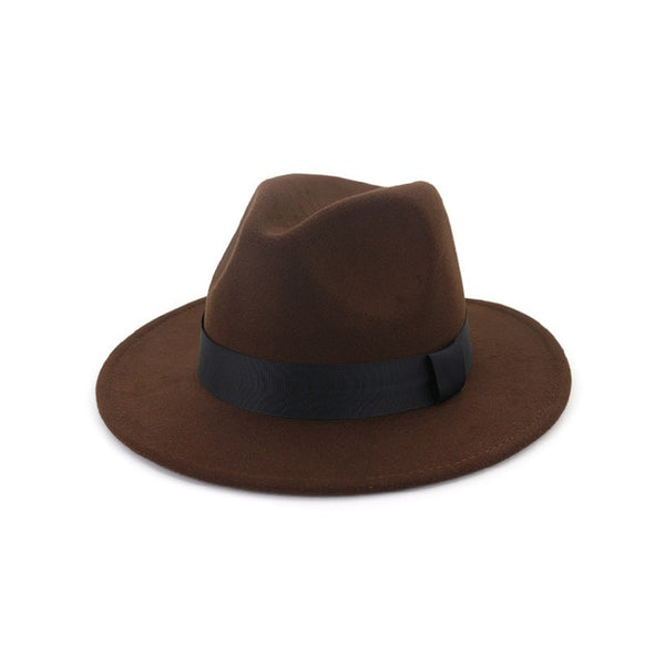 New Vintage Fedora Men Wool Wide Brim