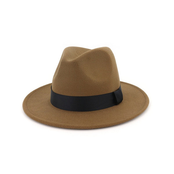 New Vintage Fedora Men Wool Wide Brim