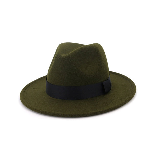 New Vintage Fedora Men Wool Wide Brim