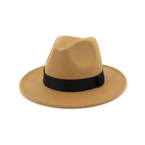 New Vintage Fedora Men Wool Wide Brim