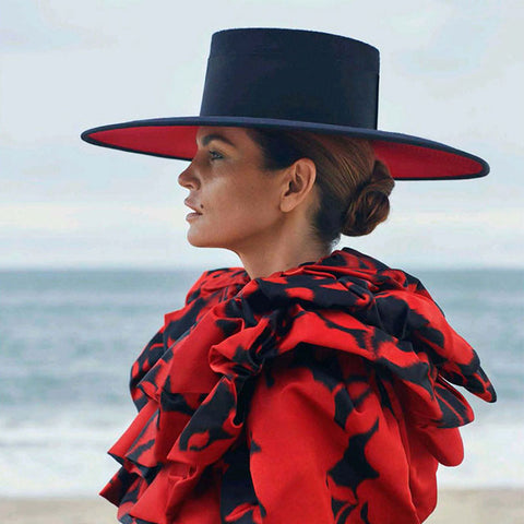 TWO TONE WOOL FEDORA Winter Warm Wide Brim Women Hats Red Black