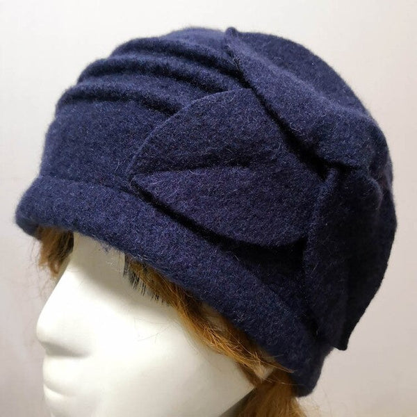 Women Fedora Hat Floral Wool Warm
