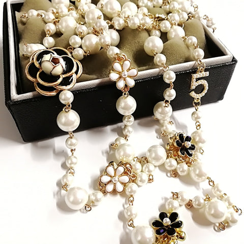 Pearl Necklace For Women Double Layer pendant  long necklace