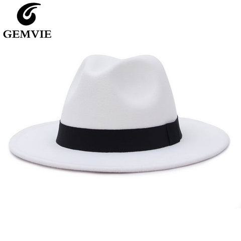 New Wide Brim White Fedora Hat For Women